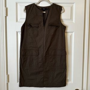 Theory Dark Brown Sleeveless Utility Shift Dress